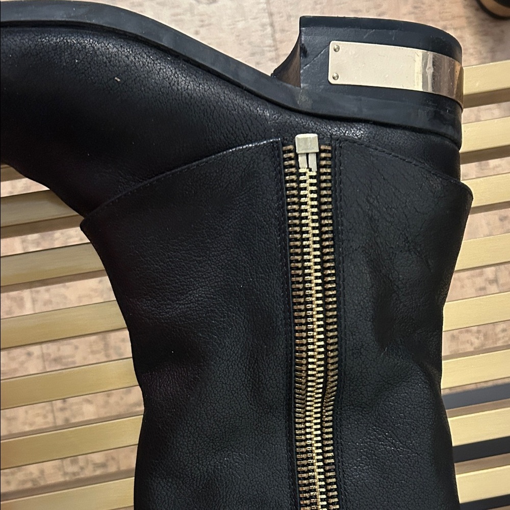 Vince Camuto Black & Gold Zipper Contemporary Boots - Picture 7 of 16